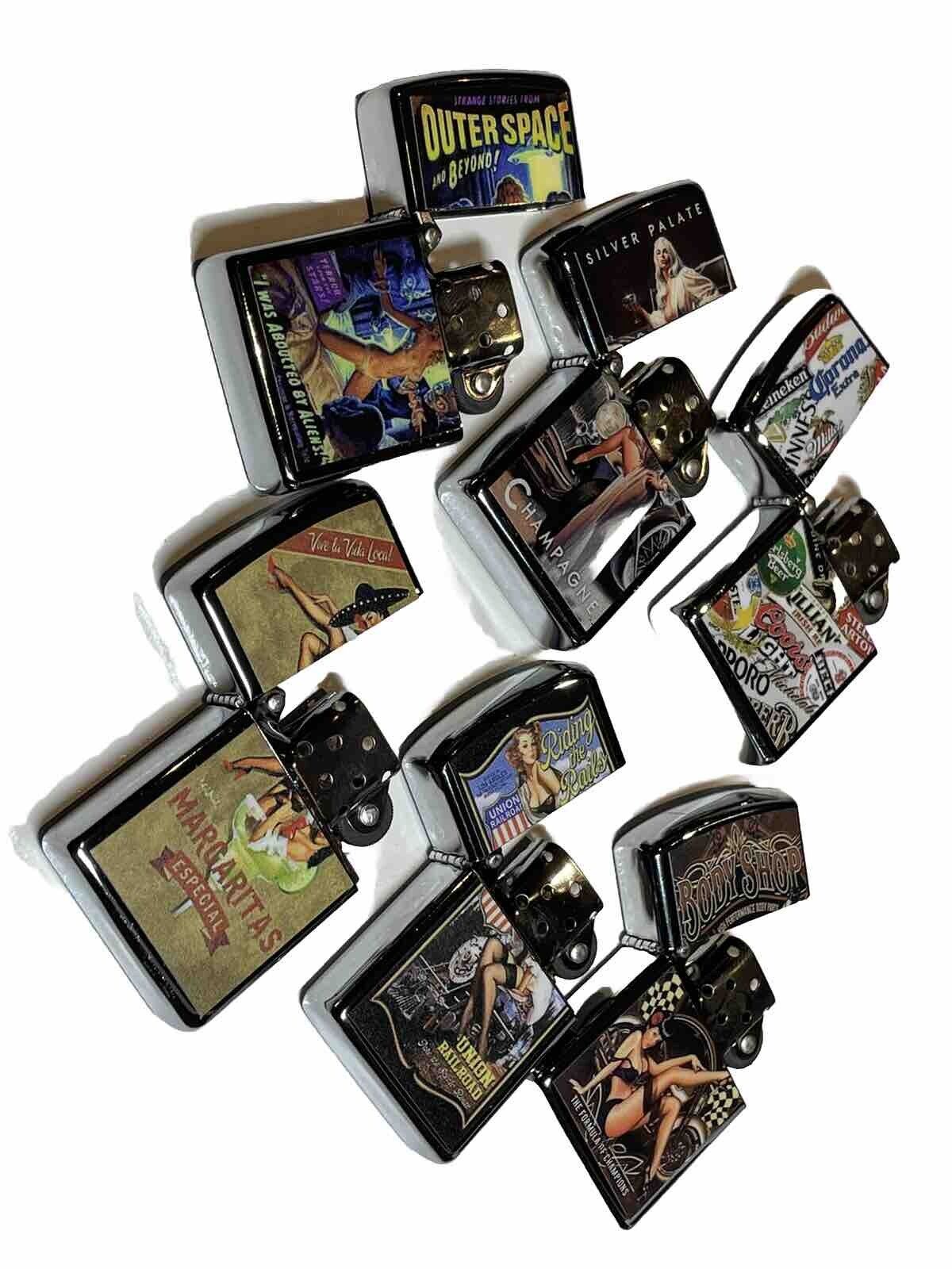 6 Pack Windproof Oil Lighters Retro Novelty Designs Hobbies Winter Lighter Fun