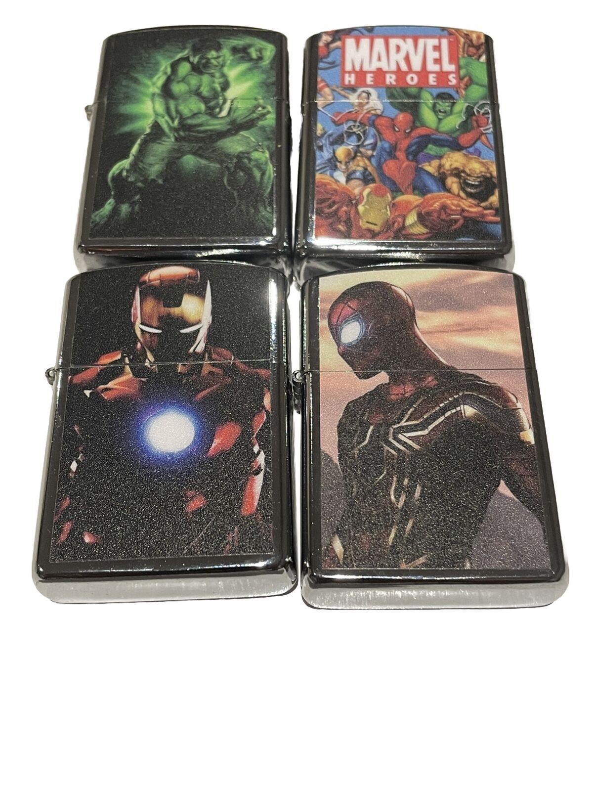 4 PCs Wind Proof Lighters Set Marvel Heroes Spider-Man Hulk Ironman Gift For All