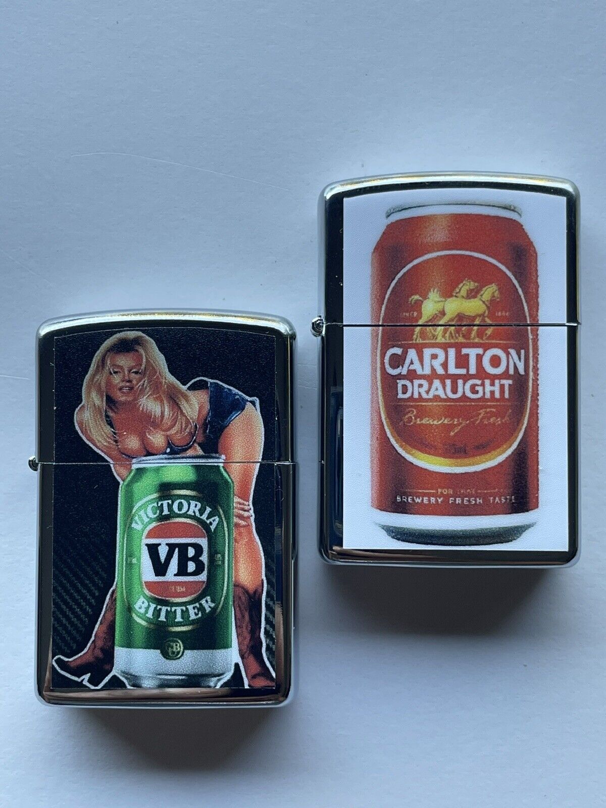 4 PCs Windproof Oil Lighters Set Supreme Red Bull VB And Carlton Draught Beers