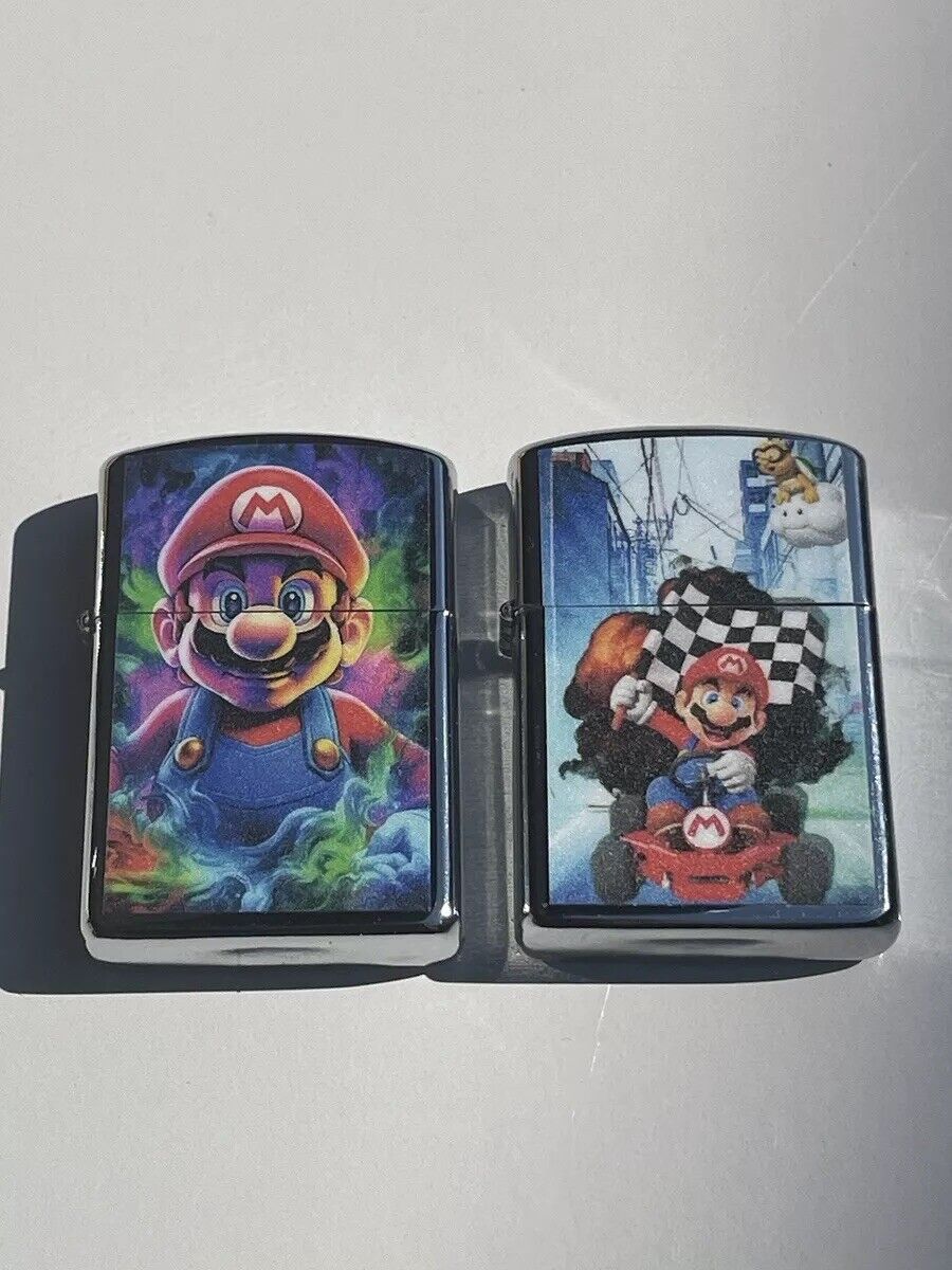 4pcs Windproof Oil Lighters Novelty Super Mario Pokémon Mask Designs Lighter Oil
