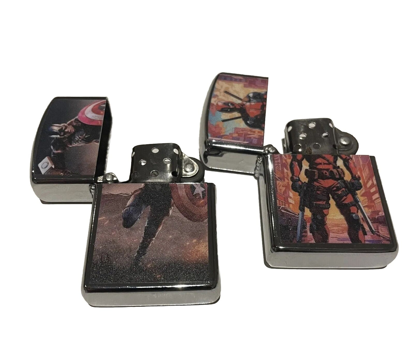 4 PCs Lighter Set Windproof Deadpool Antman Captain America Captain Marvel Set