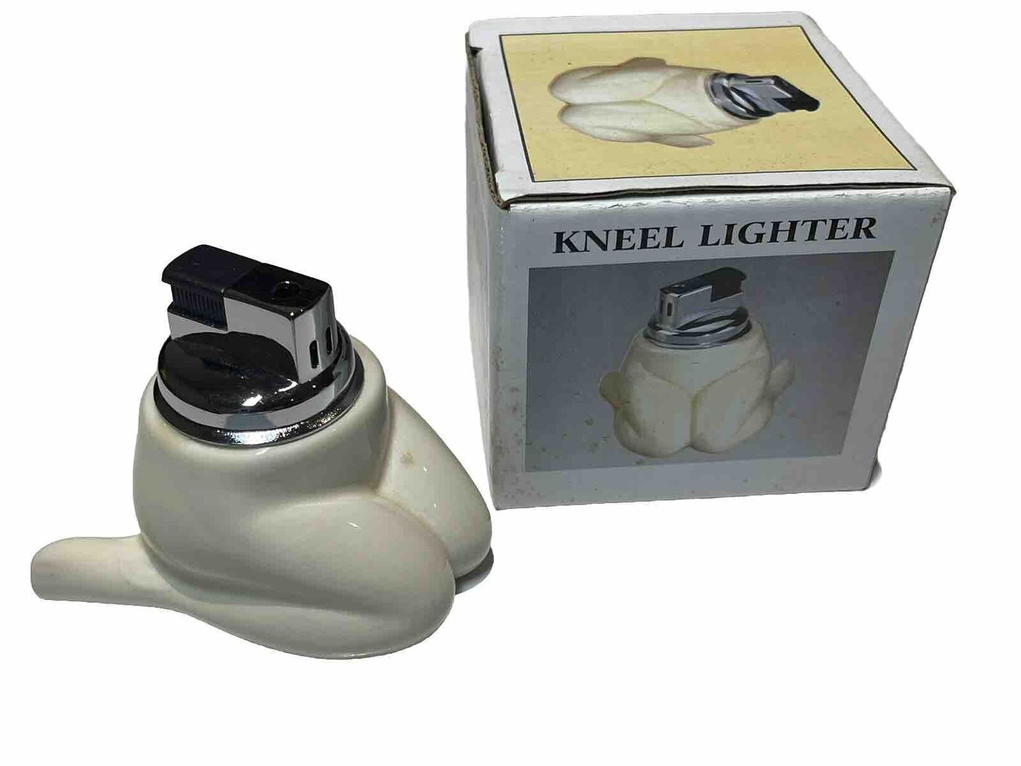 4 PCs Vintage Style Table Top Ceramic Lighters Hand ,kneel, Golf And Dice Gift