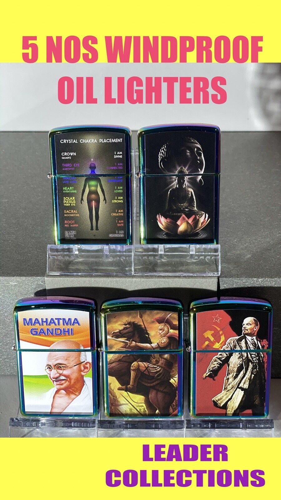 5 Nos Windproof Oil Lighters Zippo Fluid  World Leader Collectibles Great Gift