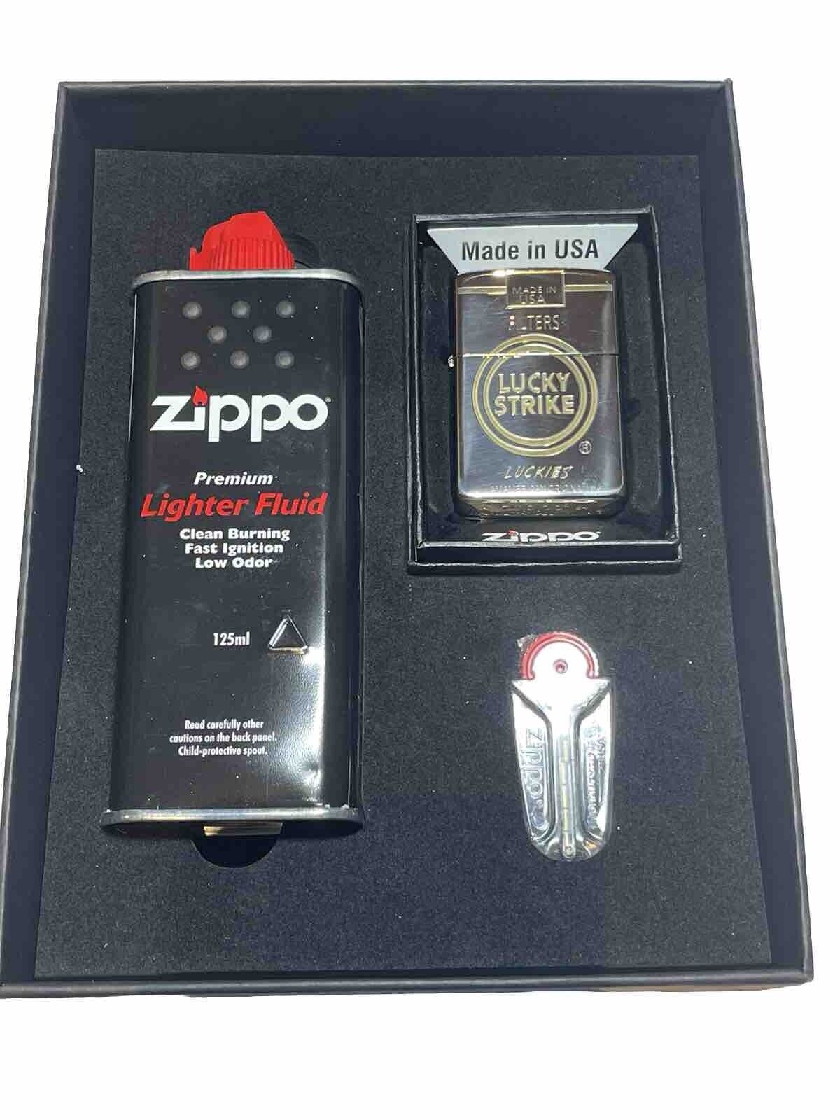 Armour Zippo Lighter Lucky Strike Filters Engraved Both sides Fluid Flint Gift