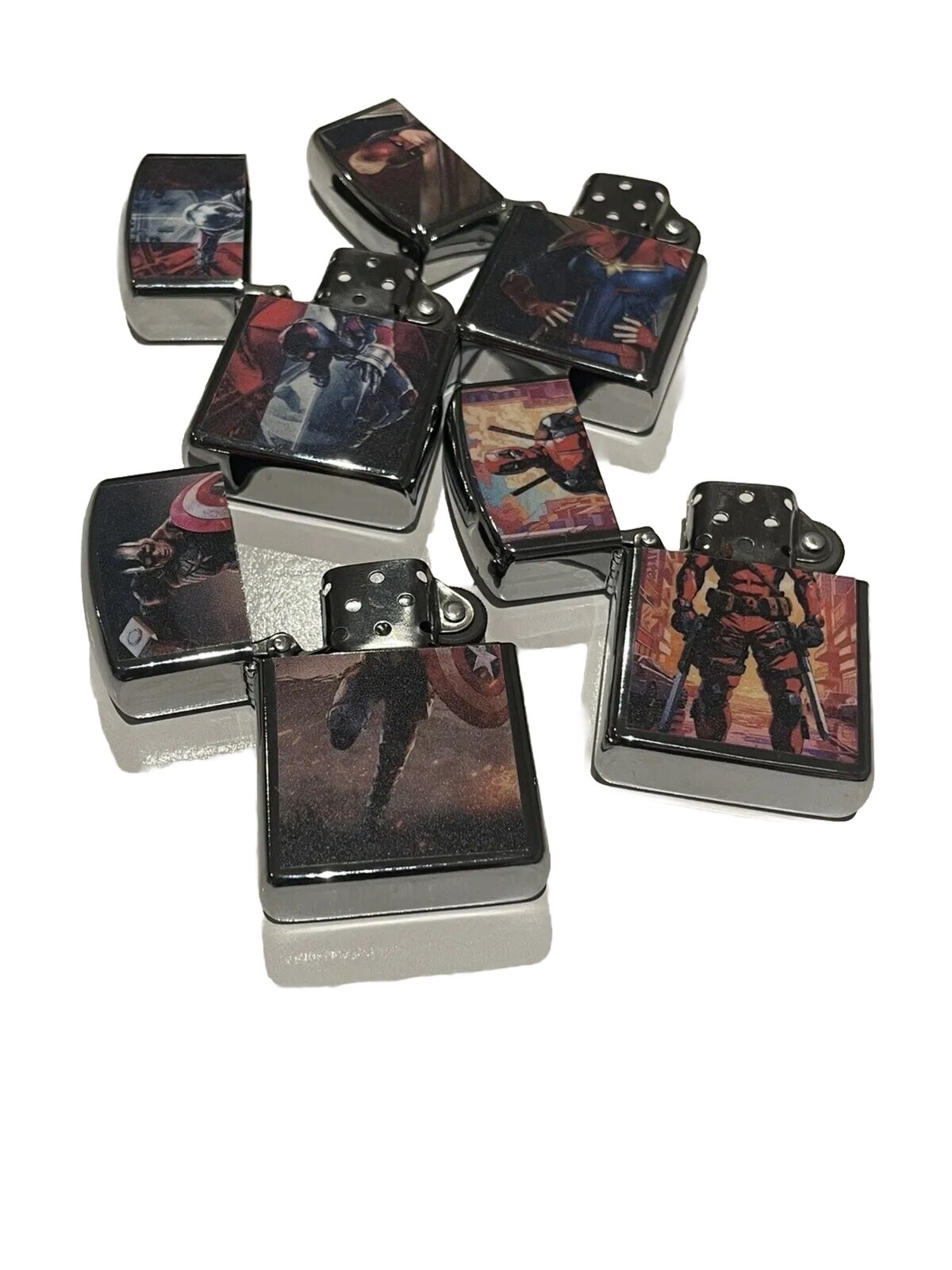 4 PCs Lighter Set Windproof Deadpool Antman Captain America Captain Marvel Set