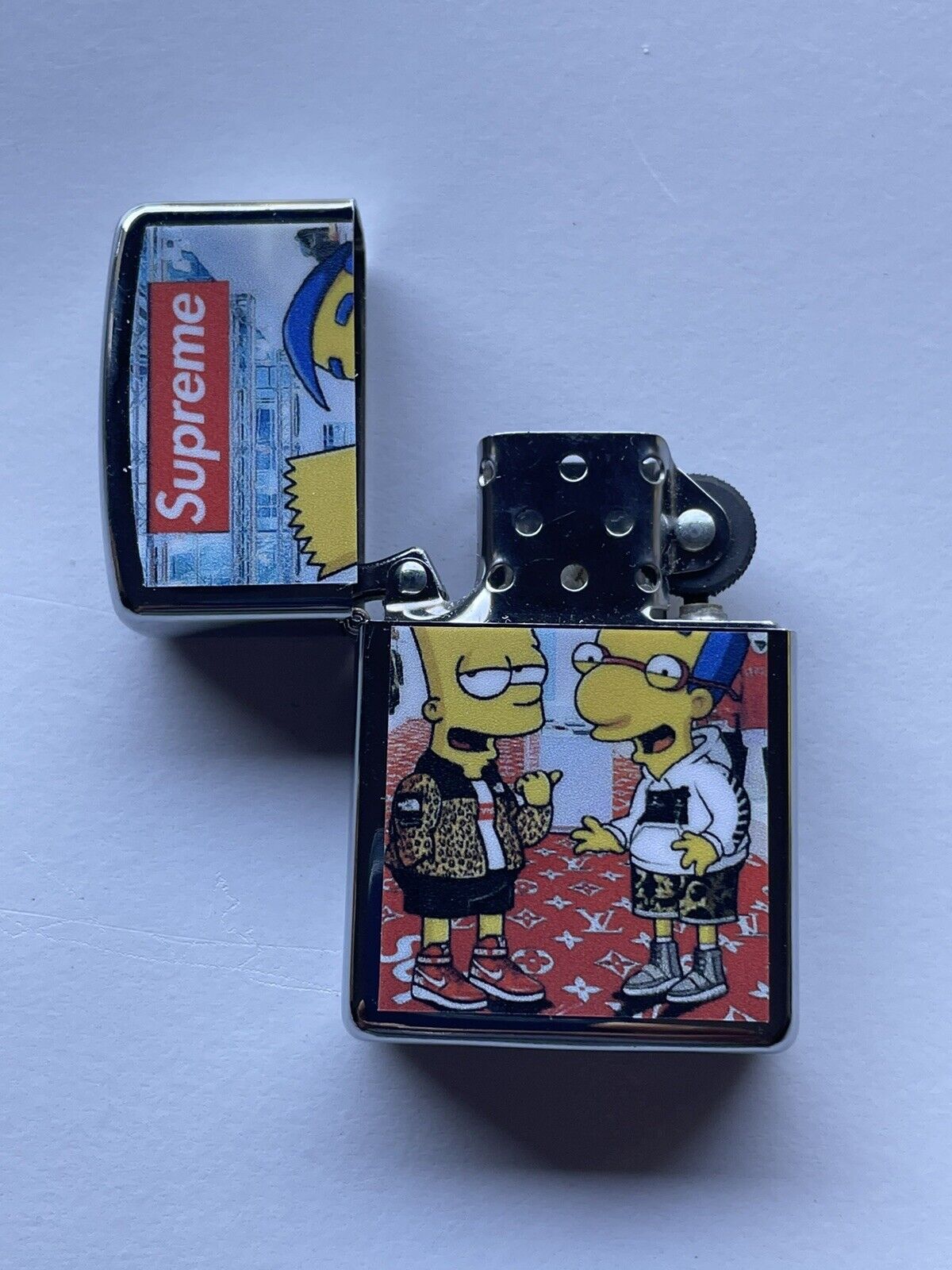 4 PCs Windproof Oil Lighters Set Novelty Supreme Bart Simpson Character Lighters