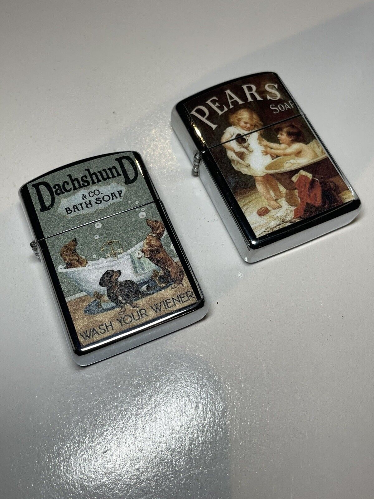 4 PCs Windproof Oil Lighters Vintage Designs Jack Daniels Ned Kelly Pears Soap