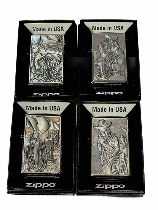 4 PCs Genuine Zippo Wild West Collections  Cowboy Gun Made In USA Bargain Price