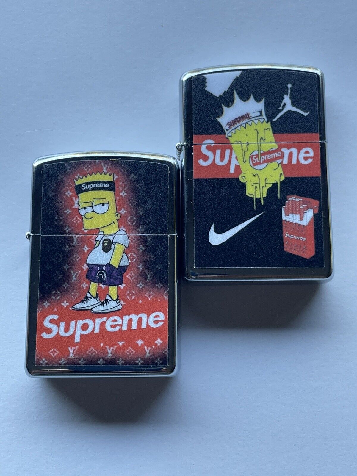 4 PCs Windproof Oil Lighters Set Novelty Supreme Bart Simpson Character Lighters