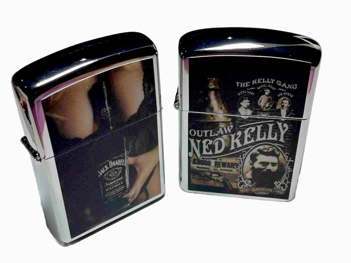 4 PCs Windproof Oil Lighters Vintage Designs Jack Daniels Ned Kelly Pears Soap