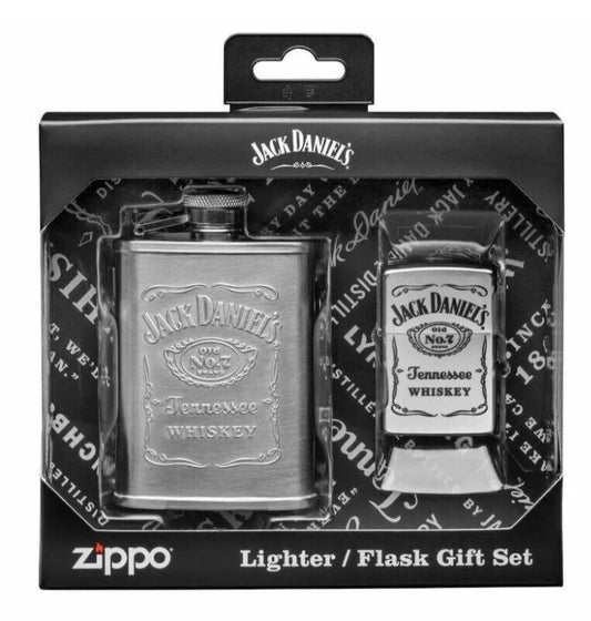 Zippo Lighter Jack Daniels Lighter and Flask Gift Set Licensed Product Made USA