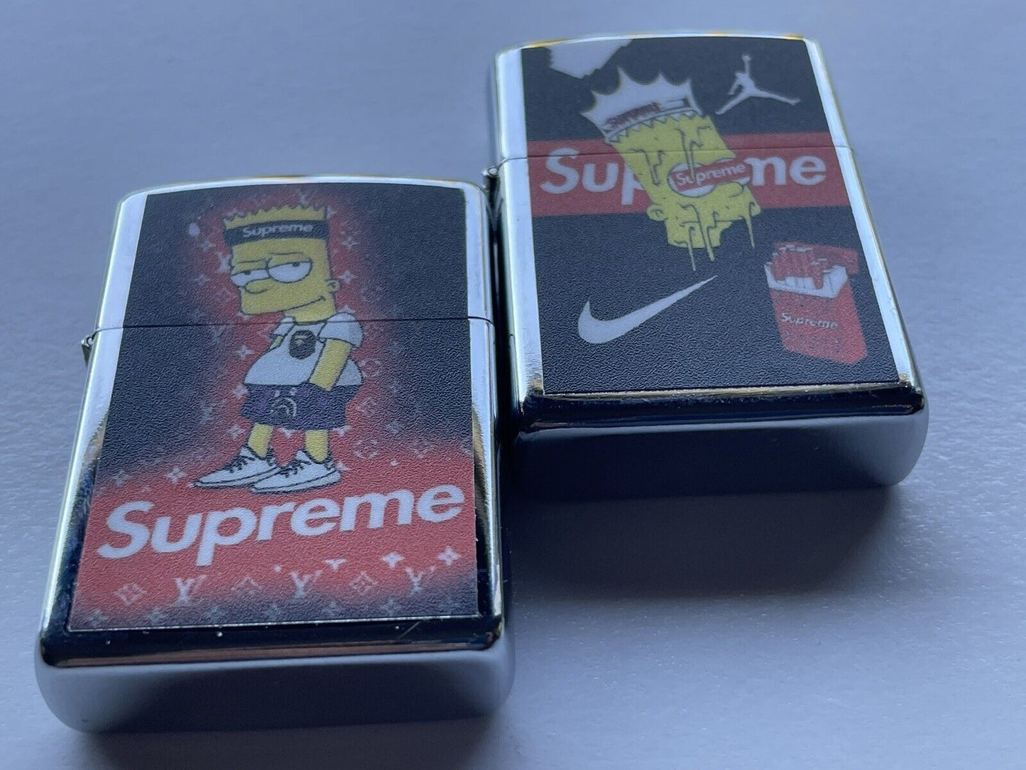 4 PCs Windproof Oil Lighters Set Novelty Supreme Bart Simpson Character Lighters