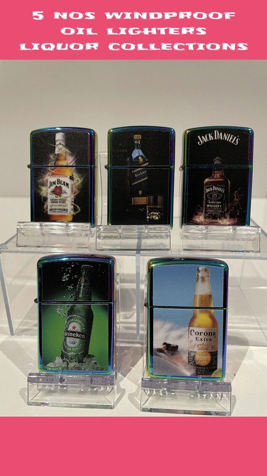 5 Nos Windproof Oil Lighters High Quality Liquor Designs Zippo Fluid Collectible