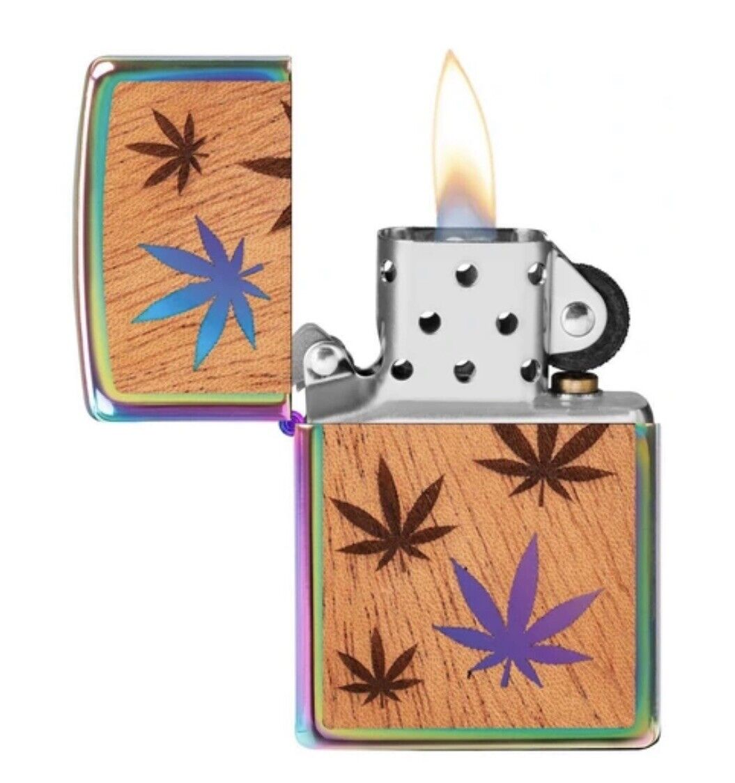 Zippo Lighter features a two sided mahogany emblem leaf design Wood USA RRP $195