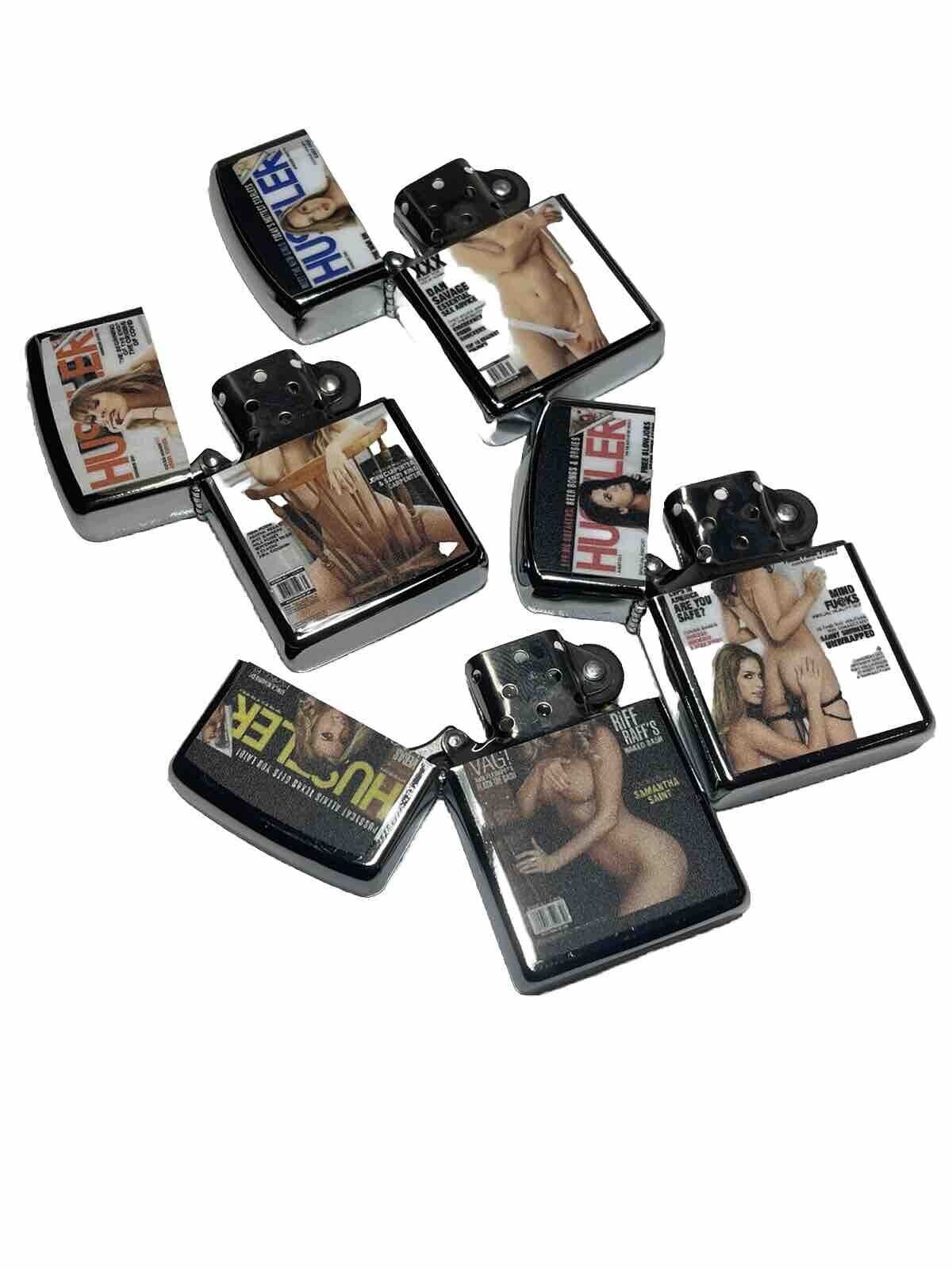 8 PCs Pin Up Girls Magazine Cover Designs Wind Proof Oil Lighters Gift For Adult