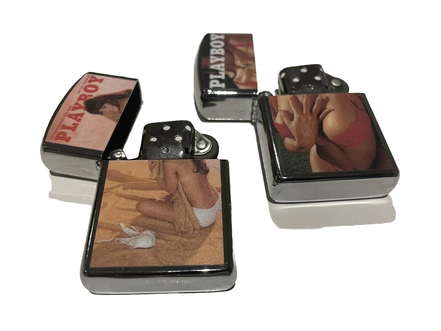 4 PCs Wind Proof Lighter Set Playboy Cover Designs Unique Lighter Set Great Gift