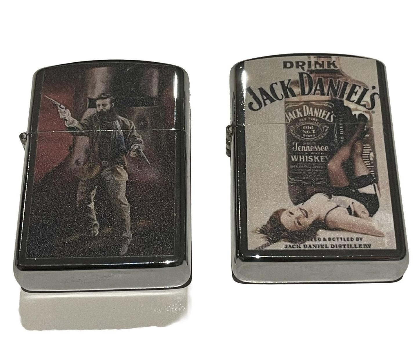 4 PCs Lighter Set Windproof  Playboy Cover Design Jack Daniels And Ned Kelly Set