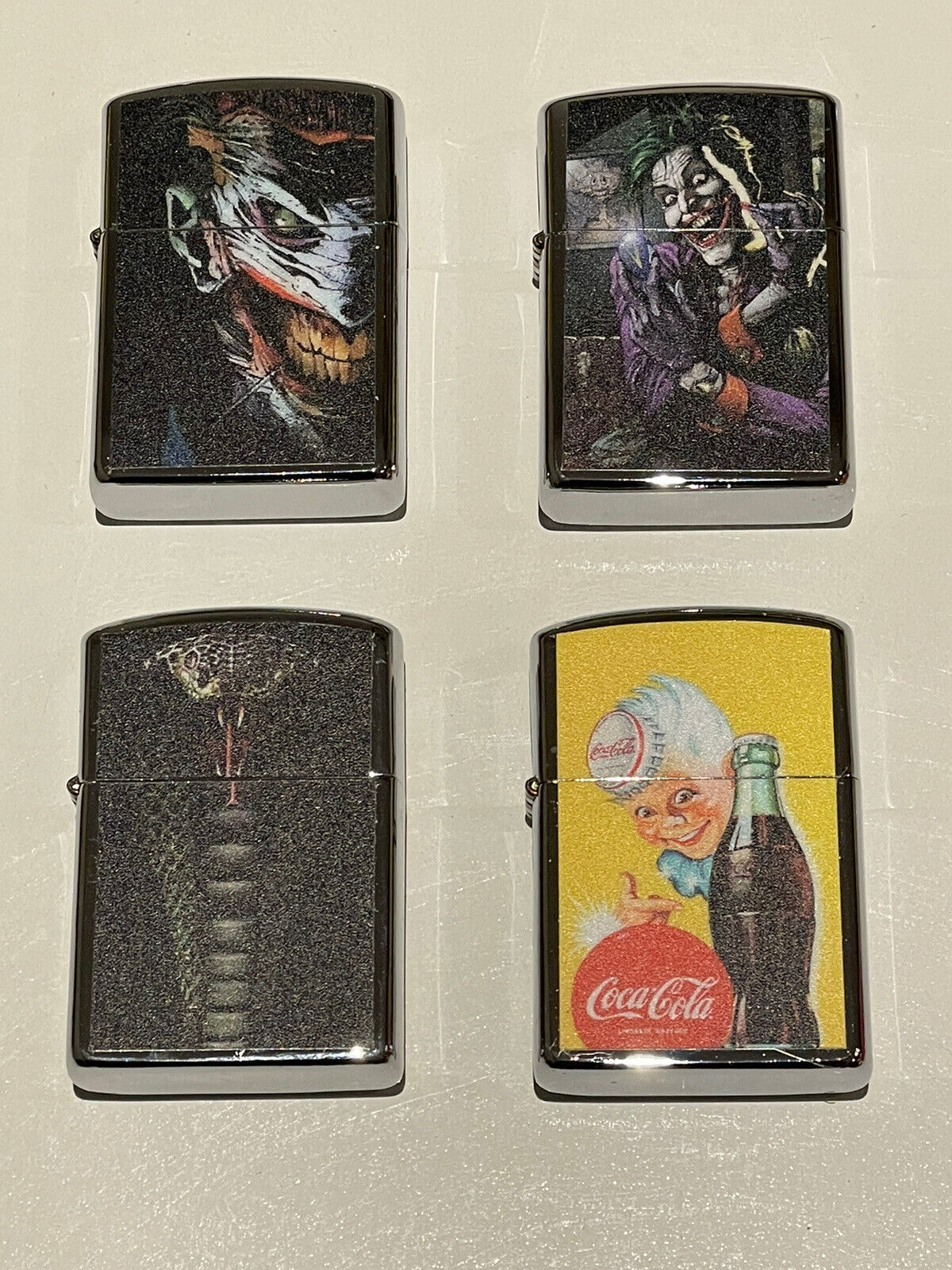 4 PCs windproof Oil Lighters Unbranded  joker king cobra coke designs quality