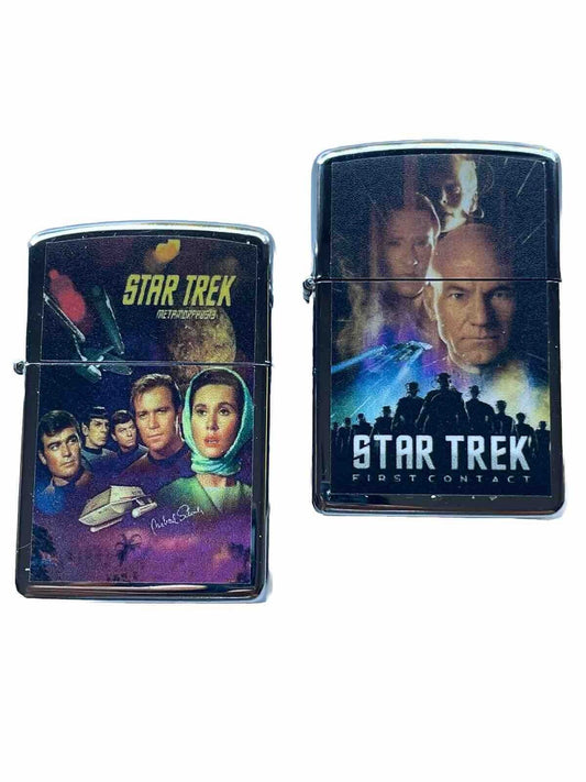 2 PCs Windproof Oil Lighters Star Trek Movie Poster Novelty Lighter Set Gift